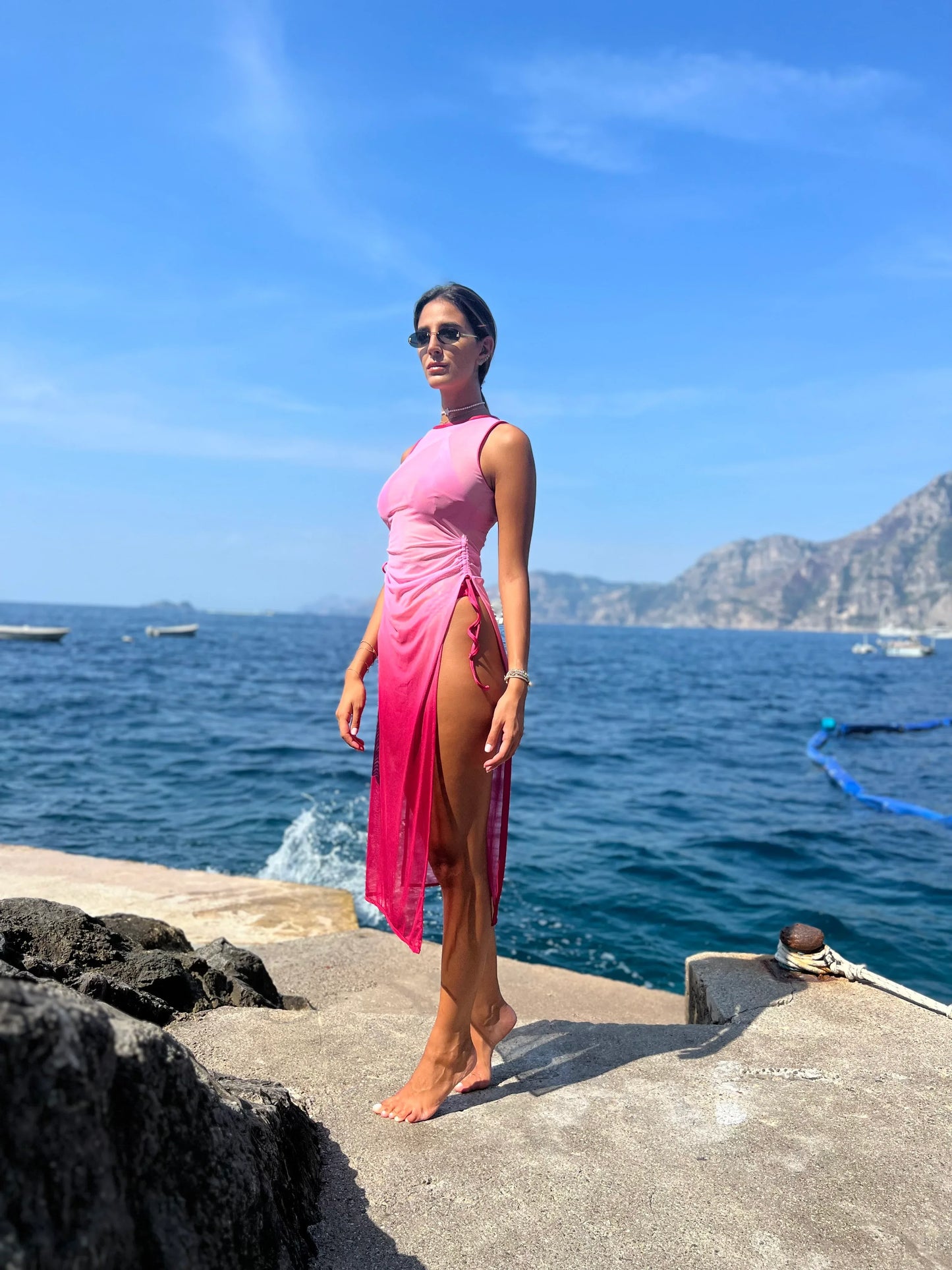 Vestito Velo Sfumato Magenta - Helis Brain