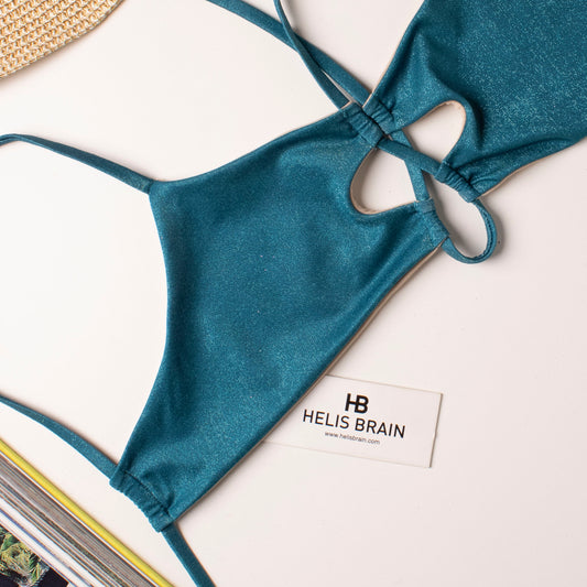 Malibu Teal Glitter Top