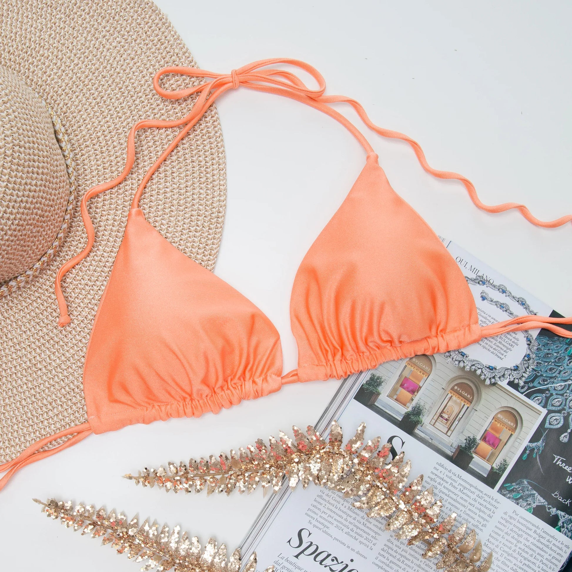 Triangle Bikini Yumi Peach Woman Helis Brain, sliding triangle